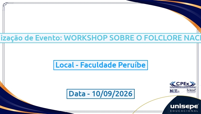Organização de Evento: WORKSHOP SOBRE O FOLCLORE NACIONAL