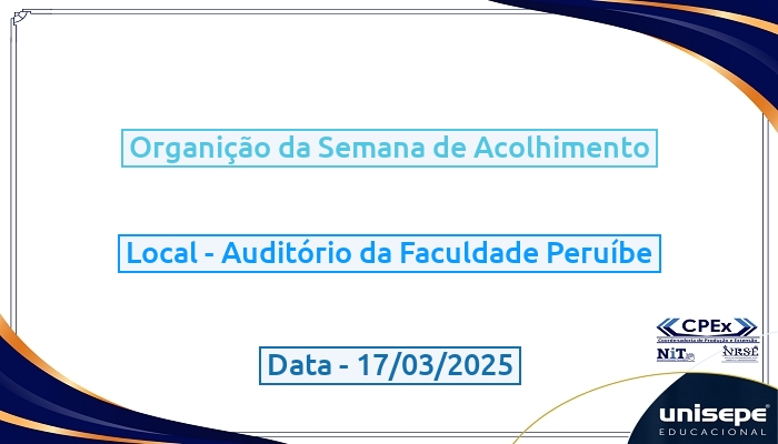 Organição da Semana de Acolhimento