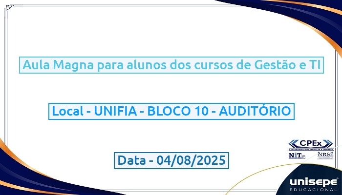 Aula Magna para alunos dos cursos de Gestão e TI