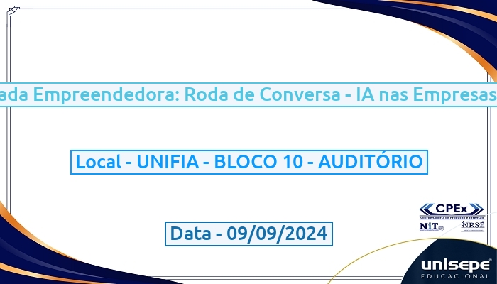 III Jornada Empreendedora: Roda de Conversa - IA nas Empresas - 09/09