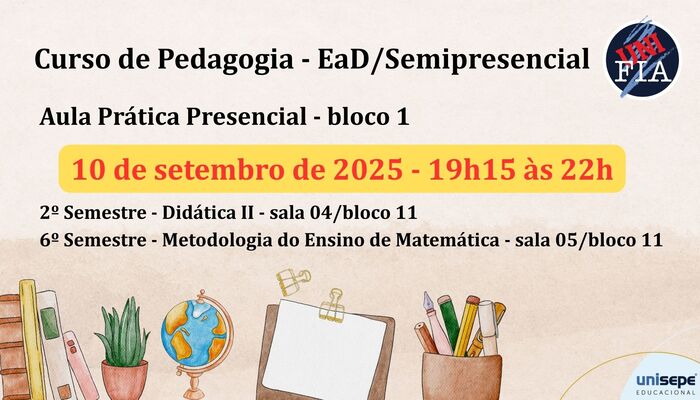 Aula Prática Presencial do curso de Pedagogia/UNIFIA - Bloco 1 - 2025-2