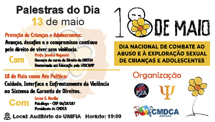 18 de maio - Dia Nacional de Combate ao Abuso e à Exploração Sexual de Crianças e Adolescentes