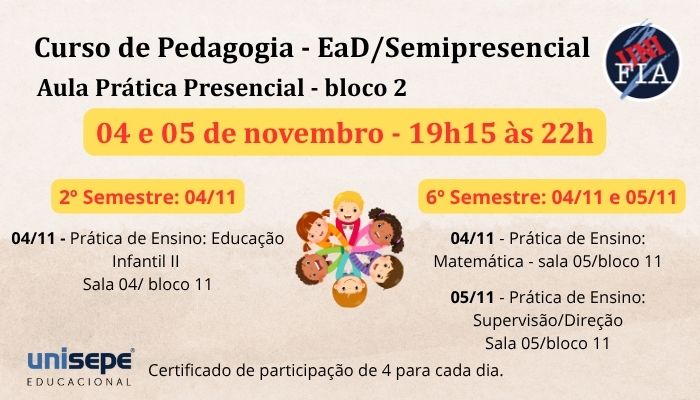 Encontro Presencial de Aula Prática – Pedagogia UNIFIA/ BLOCO 2